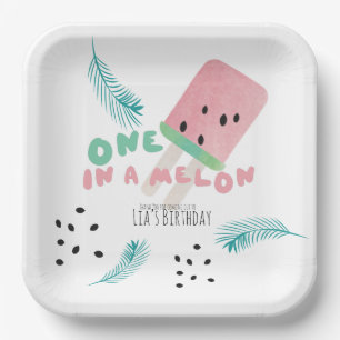 Assiettes En Carton Fille d'anniversaire à la pastèque / Une pastèque
