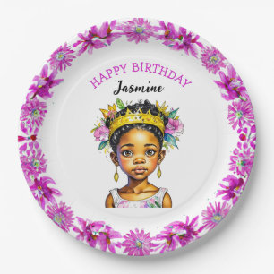 Assiettes En Carton Fille d'anniversaire personnalisée Princesse de co