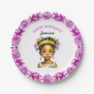 Assiettes En Carton Fille d'anniversaire personnalisée Princesse de co