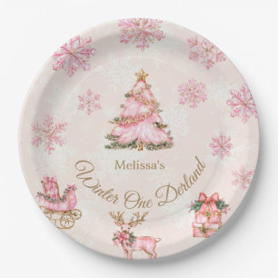 Assiettes En Carton Fille de l'hiver ONEderland 1er anniversaire floco