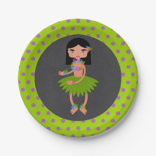 Assiettes En Carton Fille de Luau hawaïen Fête d'anniversaire