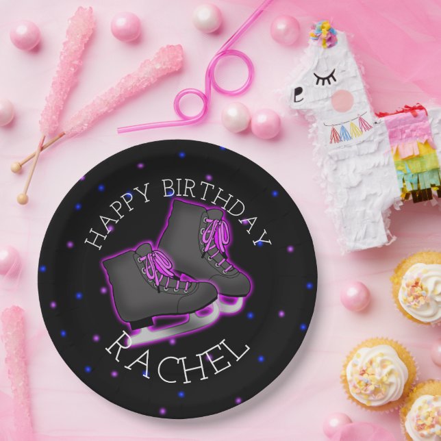 Assiettes En Carton Fille de patinage sur glace fête d'anniversaire (Fête)