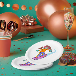 Assiettes En Carton Fille de snowboard