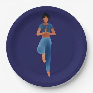 Assiettes En Carton Fille de yoga, art du yoga 