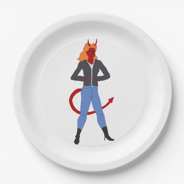 Assiettes En Carton fille diable (Devant)