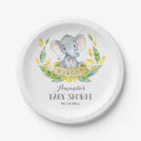 Fille Eléphant Baby shower Jaune et Grey