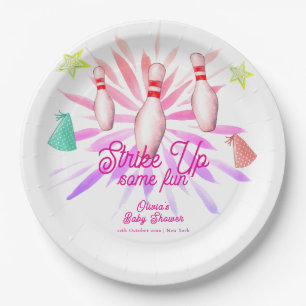 Assiettes En Carton Fille Frappe une Partie de Bowling Bébé Shower
