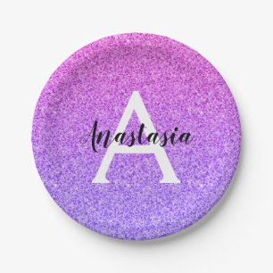 Assiettes En Carton Fille Glam Ombre Parties scintillant violette étin