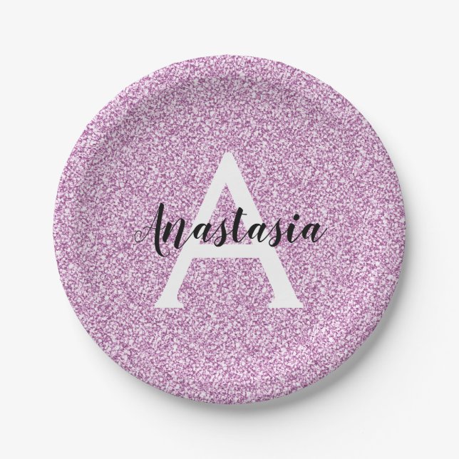 Assiettes En Carton Fille Glam Purple Parties scintillant Étincelles N (Devant)