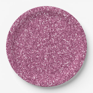 Assiettes En Carton Fille Glitzy Parties scintillant rose