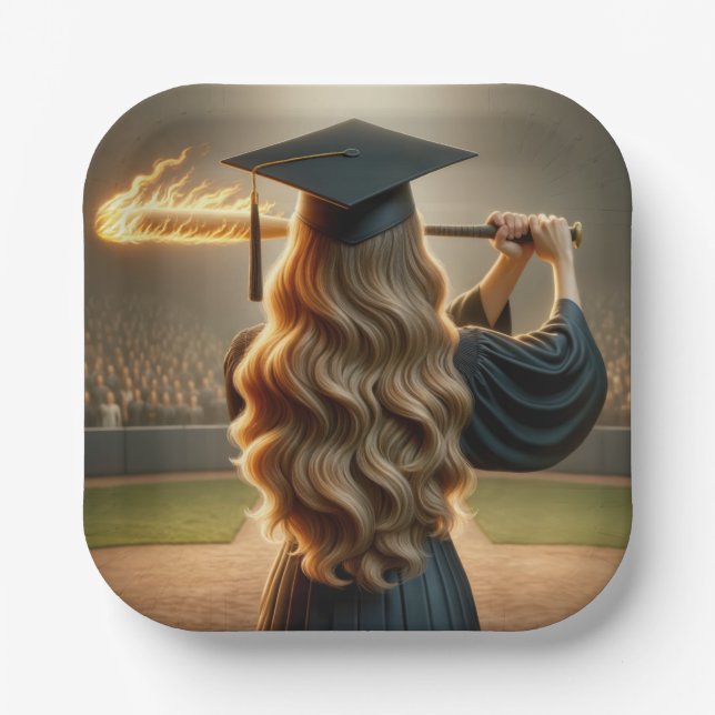 Assiettes En Carton Fille Graduée Swing a Flaming Baseball Bat (Recto)