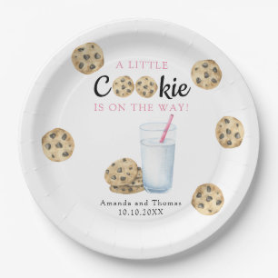 Assiettes En Carton Fille lait et cookies Baby shower