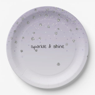 Assiettes En Carton Fille Lilac Confetti Confetti Glam Silver Éperche