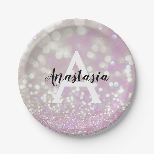 Assiettes En Carton Fille Lilac Shimmer Parties scintillant Étincelles (Devant)