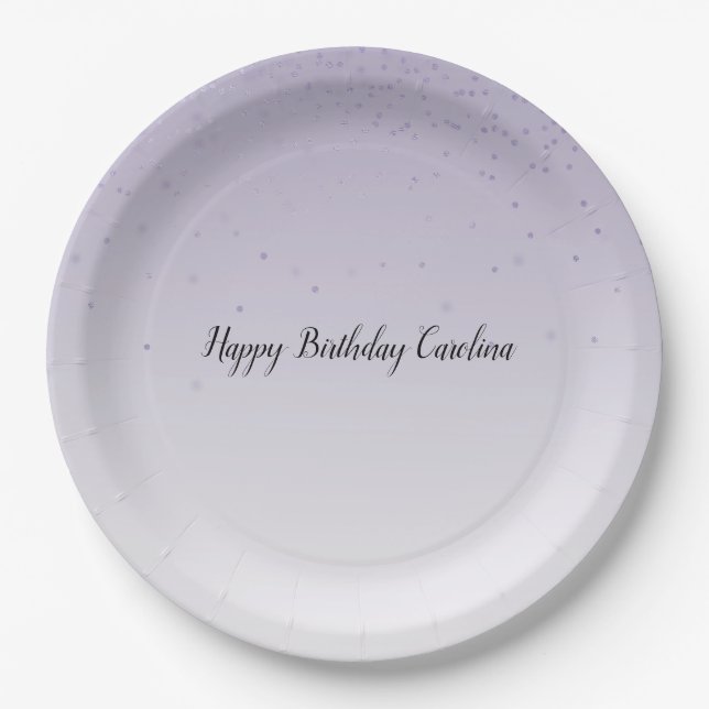 Assiettes En Carton Fille Lilac Violet Confetti Glam Ombre (Devant)