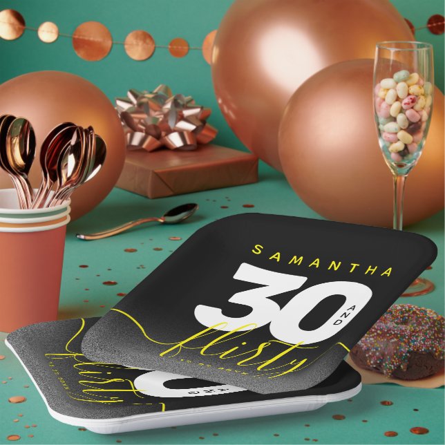 Assiettes En Carton Fille moderne brillant Jaune 30 et Flirty (Multi)