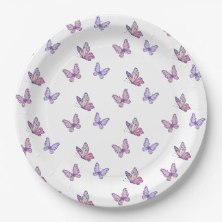 Assiettes En Carton Fille papillon violet anniversaire
