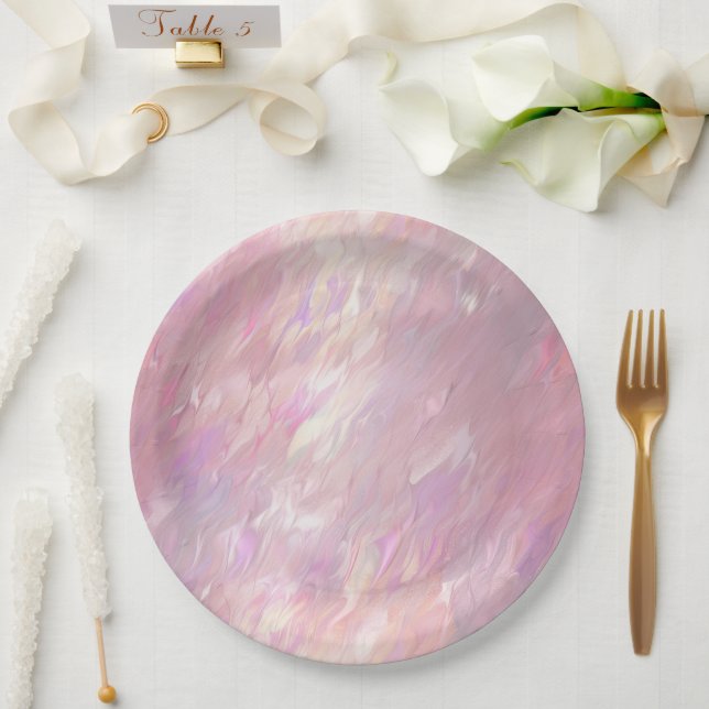 Assiettes En Carton Fille Pearl rose (Mariage)