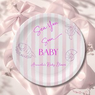 Assiettes En Carton Fille Rayures Côtières Mer Vous Décoration Baby Sh