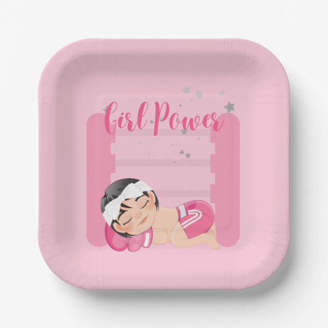 Assiettes En Carton Fille rose (Recto)