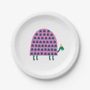 Assiettes En Carton Fille rose Anniversaire Tortue fête animale