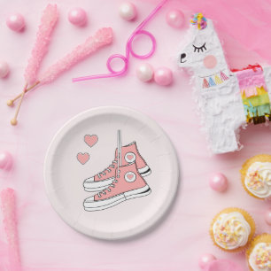 Assiettes En Carton Fille rose Basket