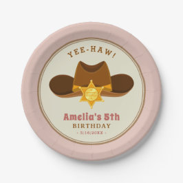 Assiettes En Carton Fille rose Cowboy Wild West fête d'anniversaire