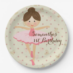 Assiettes En Carton Fille rose et Dreamy Ballerina