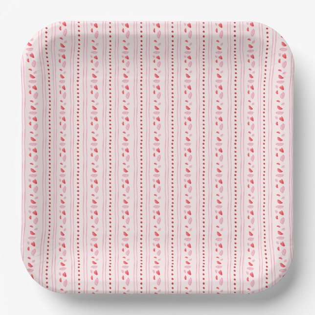 Assiettes En Carton Fille rose et rouge Saint Valentin (Recto)