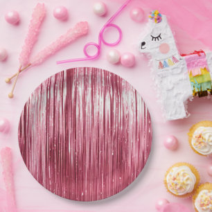Assiettes En Carton Fille rose Glam Tinsel Tinpes
