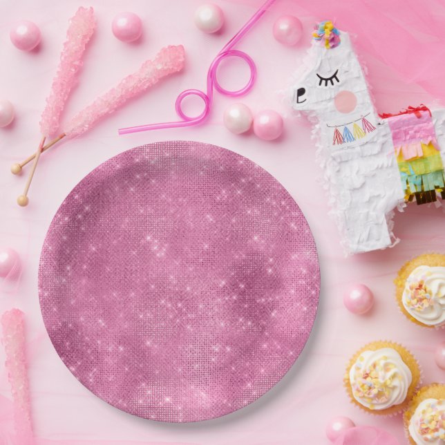Assiettes En Carton Fille rose Glitzy Étincelle (Fête)