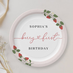 Assiettes En Carton Fille rose moderne Berry Premier anniversaire