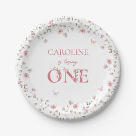 Assiettes En Carton Fille rose premier anniversaire