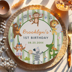 Assiettes En Carton Fille Safari Zoo Animaux Fête d'anniversaire Assie