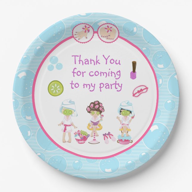 Assiettes En Carton Fille spa Pamper fête d'anniversaire (Devant)