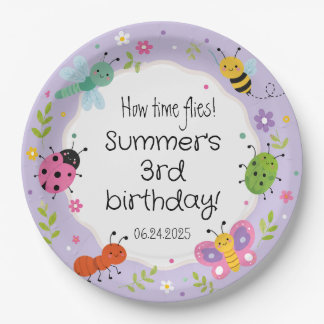 Assiettes En Carton Filles Anniversaire Mignon Bugs Violet 