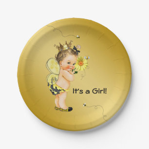 Assiettes En Carton Filles Bumble Bee Baby shower