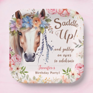 Assiettes En Carton Filles Cheval Plaques de papier fête d'anniversair