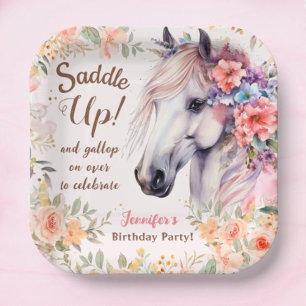 Assiettes En Carton Filles Cheval Plaques de papier fête d'anniversair