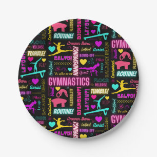 Assiettes En Carton Filles colorées Gymnastique Glossaire Typographie