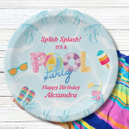 Assiettes En Carton Filles colorées Piscine Anniversaire Fête