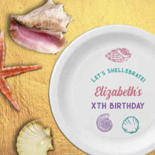 Assiettes En Carton Filles Coquillages Anniversaire