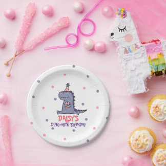 Assiettes En Carton Filles Dino-Mite Anniversaire