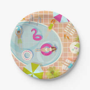 Assiettes En Carton Filles en bikini et garçons jouant à un jeu de pis