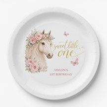 Filles Fleur rose Cheval 1er Anniversaire