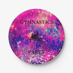 Assiettes En Carton Filles Gymnastique Anniversaire Plaque papier