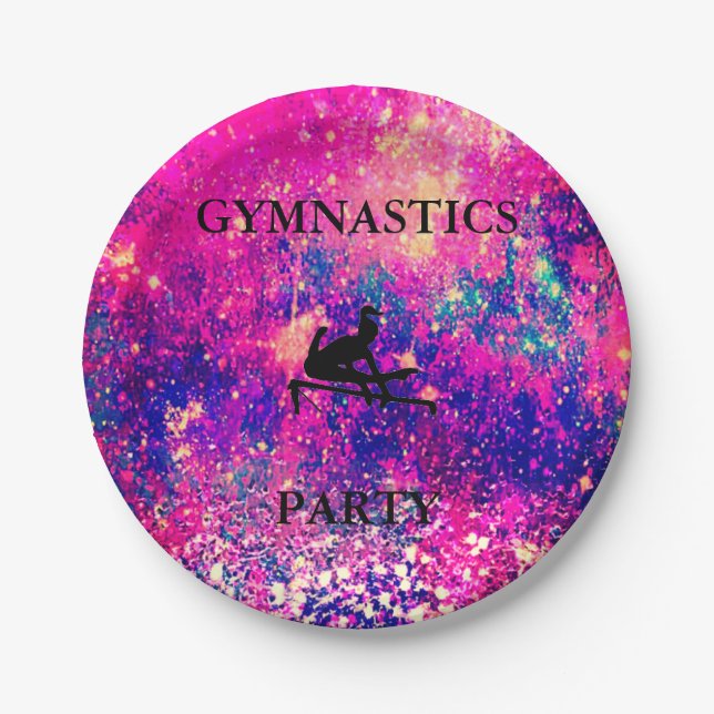 Assiettes En Carton Filles Gymnastique Anniversaire Plaque papier (Devant)