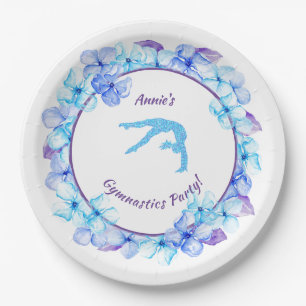 Assiettes En Carton Filles Gymnastique Aquarelle Florale Anniversaire