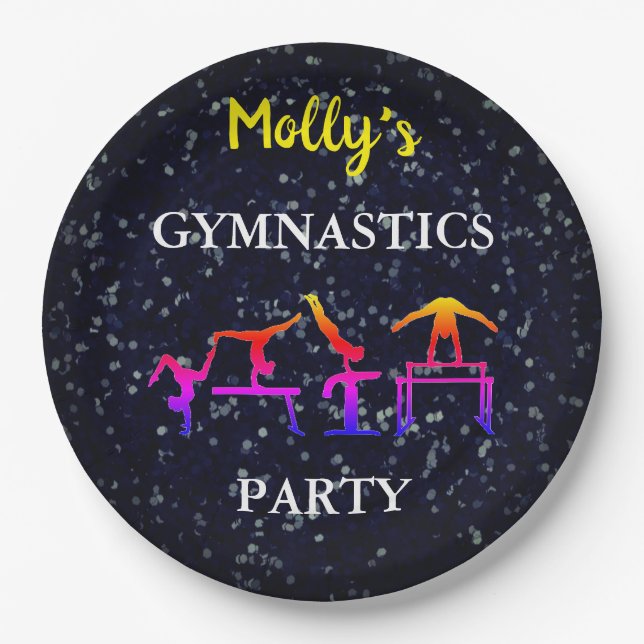 Assiettes En Carton Filles Gymnastique Étincelle Fête d'anniversaire P (Devant)