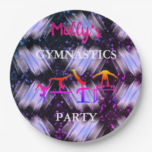 Assiettes En Carton Filles Gymnastique Étincelle Ribbon fête d'anniver
